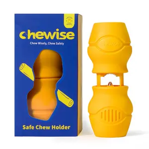 CHEWISE Small Anti-Choking Dog Bully Stick Holder - Heavy-Duty, BPA-Free Stainless Steel, Food-Grade Nylon, Auto-Centering Metal Teeth, Corrosion-Resistant, Insert-Lock Design for Small Dogs/Puppies Under 20lb, Aggressive Chewer Safe