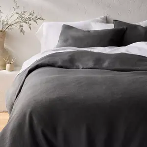 Full/Queen Linen Duvet Set Dark Gray - Casaluna