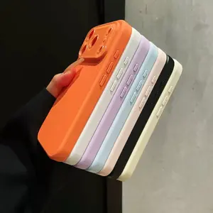 Solid Color Macaron Silicone Phone Case for iPhone 13-17 Pro Max, Large Full Camera Cutout, Soft Skin-Friendly Matte Liquid Silicone, Shockproof Anti-Fingerprint Protective Back Cover