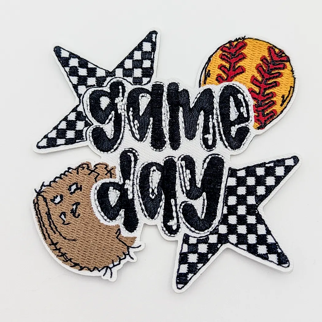 Game Day SOFTBALL Checkered Stars HAT Patch