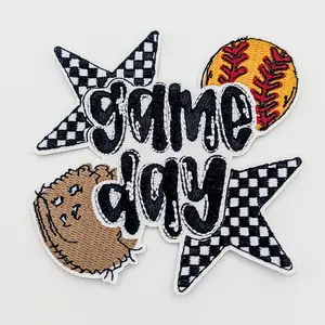 Game Day SOFTBALL Checkered Stars HAT Patch