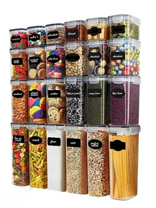 9pcs kitchen decor and accessories，Complete food storage containers with LIDS, clear food jars, moisture-proof sealed crisper, suitable for cereals, rice, salt, pepper, tea, nuts and coffee beans, plastic food storage jars, household kitchen items，