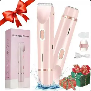 Women's 2-in-1 Wireless Electric Shaver & Bikini Trimmer Wet and Dry Hair Removal Knife for Face, Lip, Chin, Underarm, Leg and Full Body Hair Treatment Wireless Shaving Equipment