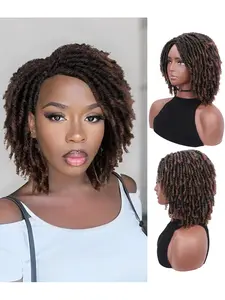 6 Inch Short Dreadlock Wig Twist Wigs for Women Curly Dreadlock Wig Short Twist Wigs Afro Curly Synthetic Wig Easy to Wear Comfortable for Daily Use Costume Style