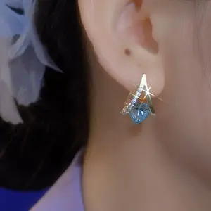 LisiZen Sweet High-end Temperament Geometric Heart Zircon Ear Buckles for Women Korean Retro Minimalist Fashion Personality Light Luxury Earrings DZEH1863