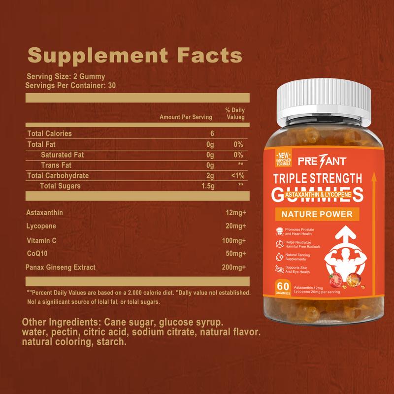 PRETANT-Prostate Health Support Supplement, Astaxanthin + Lycopene -Clinical Strength Carotenoids Skin Supplement w. 100% Natural Astaxanthin from MicroAlgae - Best Astaxanthin Supplements for Skin Health & Pigmentation