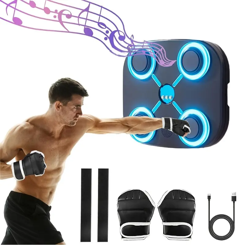 Wall-Mounted LED Boxing Trainer - ABS Plastic Punching Pad with Mixed-Color Light-Up Targets, 36V USB Rechargeable, Universal Fit, Boxing Equipment for Home Gym Training