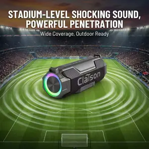 Claison T9 Pro Portable Bluetooth Speaker, IPX6 Waterproof, 360° Surround Sound, 3600mAh Battery, RGB Ambient Light, Bluetooth 5.3, Shockproof for Camping, Gaming & Home Party, Ideal Holiday & Birthday Gift for Men & Women, Works with iOS & Android