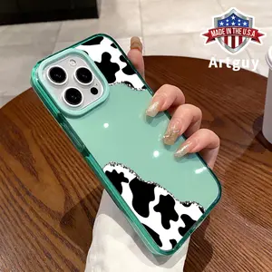 Phone Case for iPhone 16 Plus 15 Pro Max 14 13 12 11 Cow Print Corner Pattern Non-Yellowing Shockproof Soft Silicone Transparent Cover