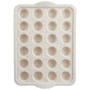 Silicone 24 Count Mini Muffin Pan, Multi-Color Confetti, Dishwasher Safe