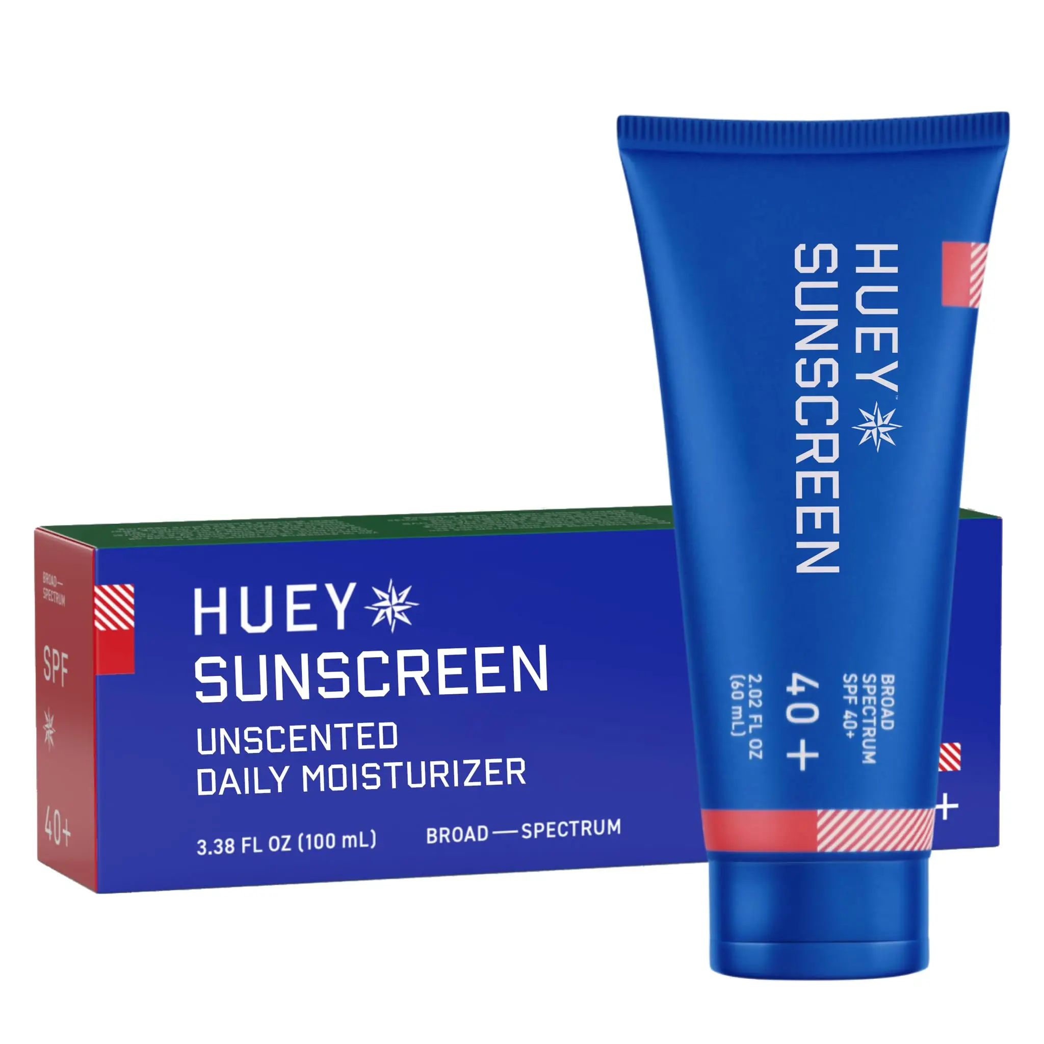 Huey Mineral Sunscreen for Face & Body, SPF 40, Travel Size, Daily Moisturizer with Zinc Oxide, Unscented, Sensitive Skin, Oil Free, 2.02 oz