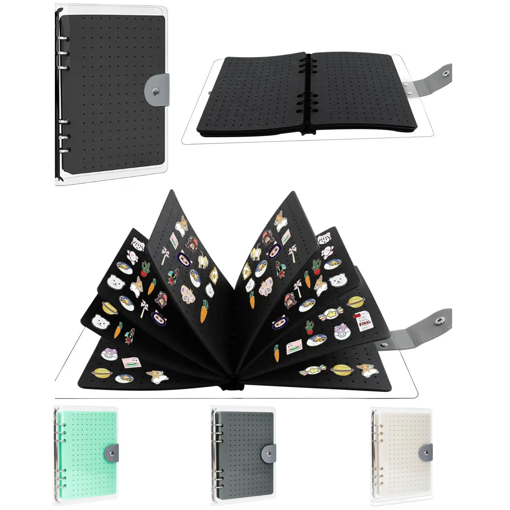 【Back to School】8-Page Clear Felt Pin Display Book, Portable & Lightweight Pin Collection Storage Album, Ideal for Travel, Home, Office and Dormitory Pin Collecting-MM1