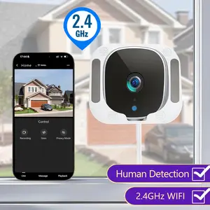 Surveillance Camera, 2.4G WiFi Indoor Security Cam, Two-Way Talk, Motion Alert, Dual Storage, Easy & Quick Installation, Window Mount Design for Office & Home