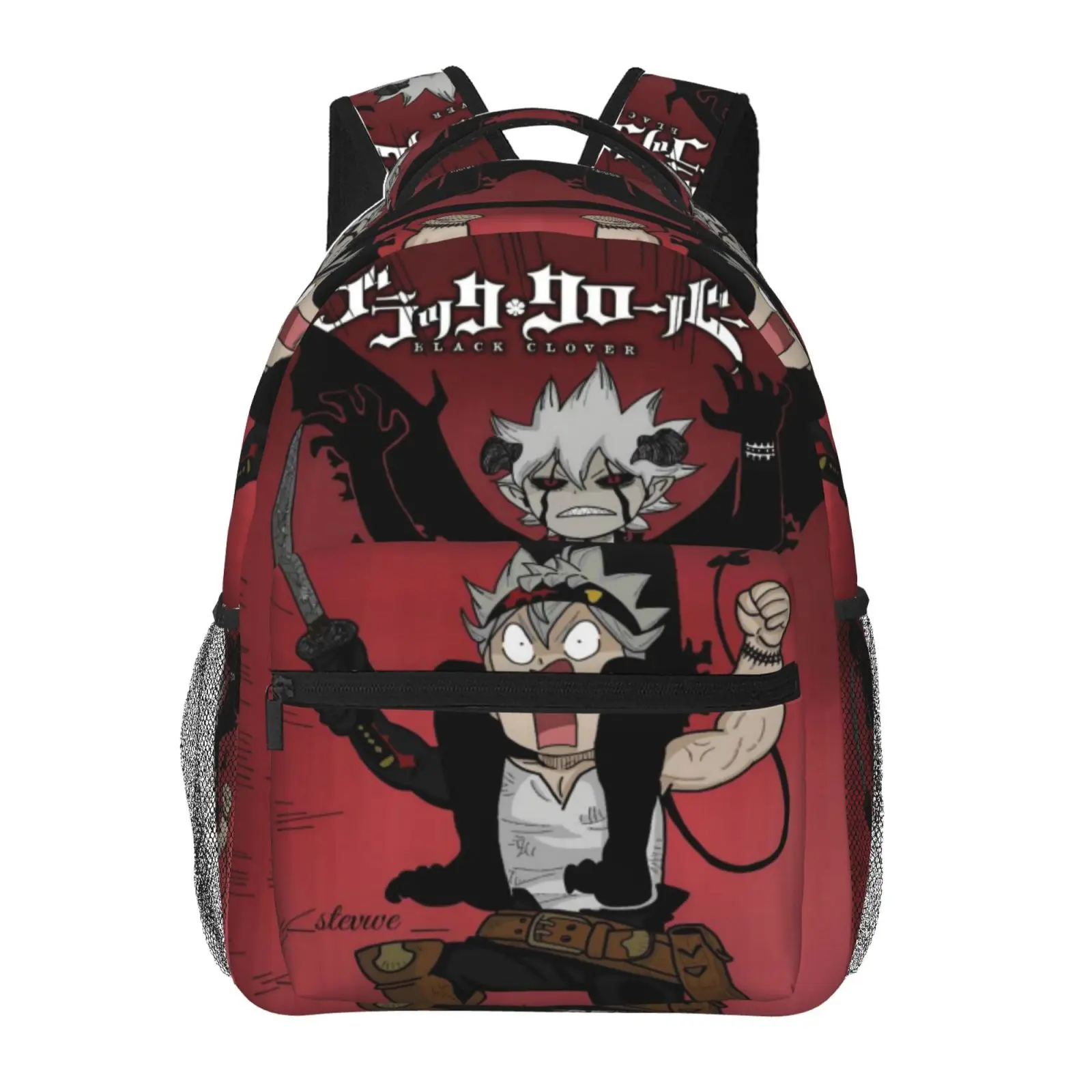 Casual Black Clover Anime Backpack for Teens, Water-Resistant Oxford Daypack for School, Fits 15.6-Inch Laptop