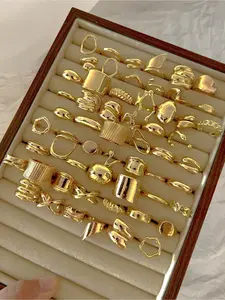 25 Pcs Wide Band Geometric Rings Set, Elegant Fashion Rings, Irregular Texture Heart Water Drop Cross Multi-Layer Minimalist Wave Metal Design Jewelry Gift Solitaire Stackable Rings