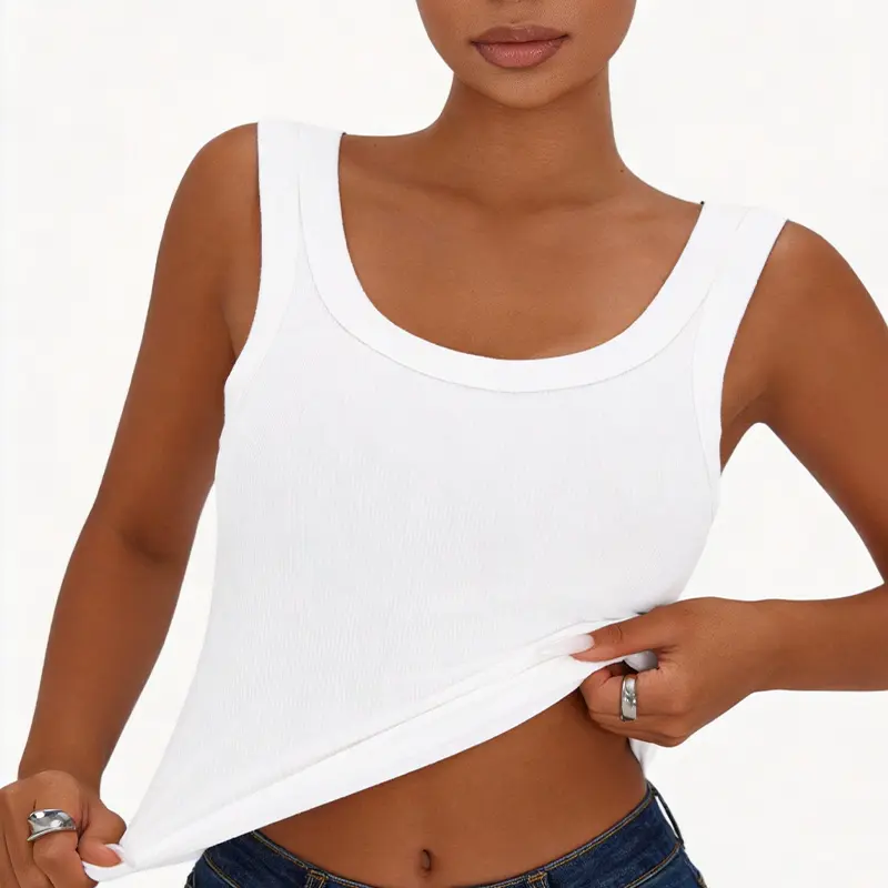 EssElegance Women's Padded Camisole with Built in Bra Ribbed Seamless Tank Tops Sleeveless Scoop Neck Slim Fit Workout Yoga Athletic Shirts Wirefree Stretchy Basic Undershirts Casual Lounge Summer Activewear with Removable Pads
