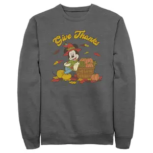 Men's Mickey & Friends Give Thanks Scarecrow Mickey Sweatshirt