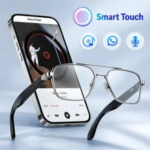 Smart Bluetooth Glasses, Wireless Audio Glasses with Open-Ear Music & Voice Assistant, Touch Control Smart Eyewear for Hands-Free Calls, Driving, Running, Outdoor Sports, Gifts for Men