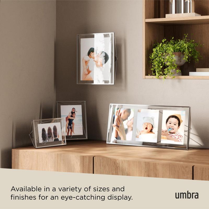 Umbra Prisma Picture Frame, Modern Geometric Wire Frame, Floating Photo Display for Wall or Tabletop Border Transparent