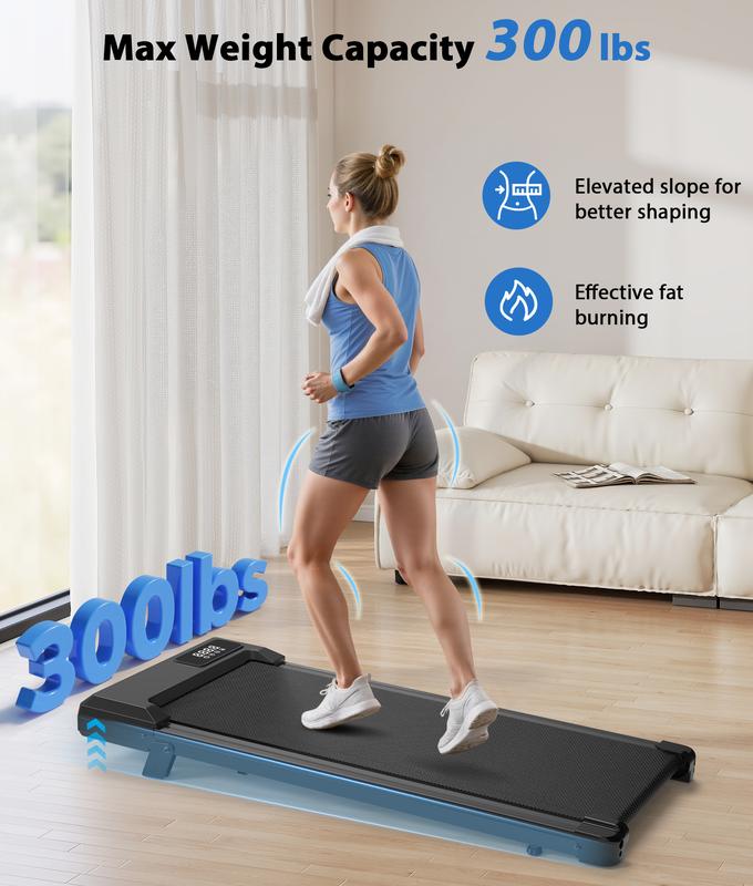 Walking Pad Treadmill with Incline - 8% Incline Walking Pad with Handle Bar - Foldable Under Desk Treadmill for Home with 300 Lbs Capacity - Jogging Machine with Quiet Brushless, App & Remote