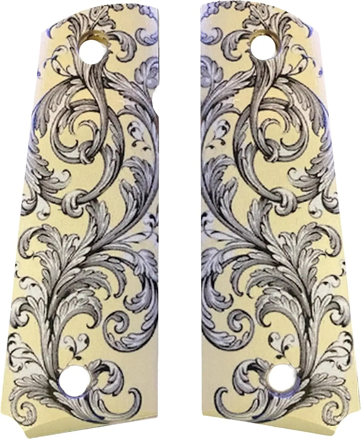 Premium 1911 Full Size Replacement Panels | UV Scroll Pattern HD Print | Fits Colt, Springfield, Taurus, Kimber, S&W, Rock Island, Sig, Remington | Ambi Safety Cut Decal Decals Stickers