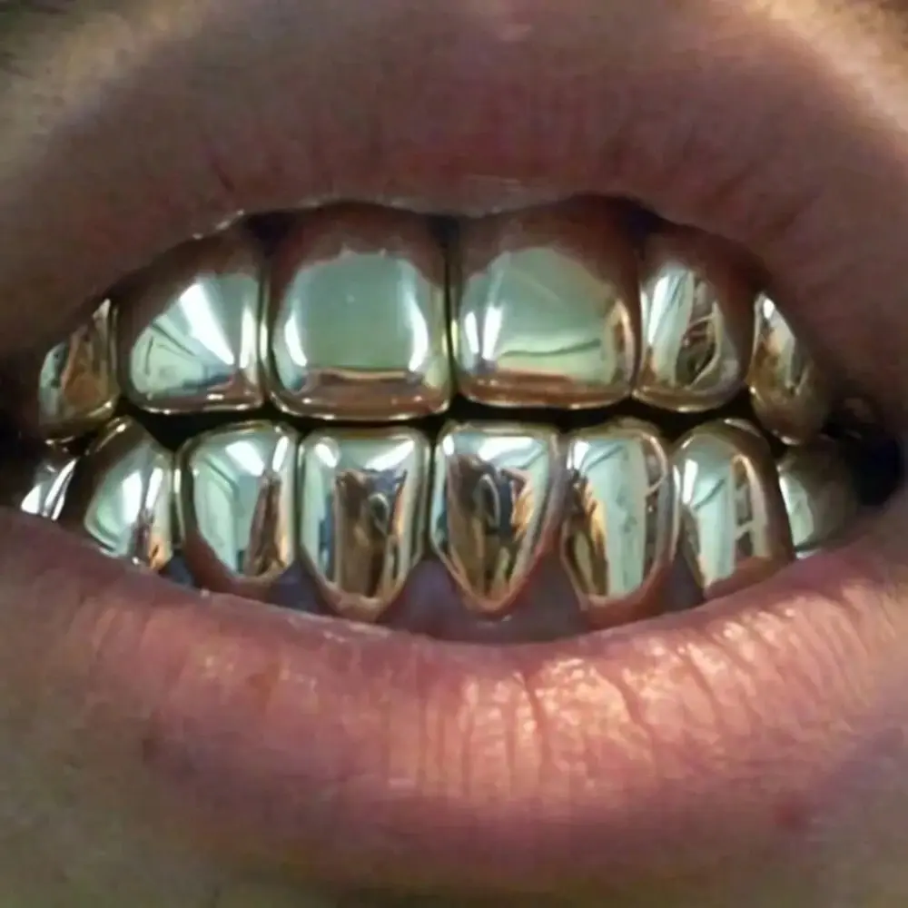 Halloween personalized hip-hop braces, copper gold teeth, decorative dental accessories, glossy hip-hop jewelry
