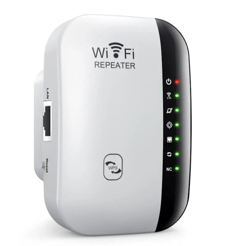Wireless Repeater, WiFi Repeater with 7 Indicator Lights, Network Signal Enhancer, Network Components for Home & Office, Compatible with Alexa
