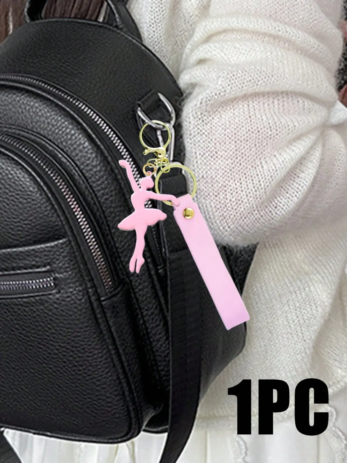 Personalized Ballet Girl Keychain - Dancer Gift, Pink Ballet Girl, Convenient Anti-Lost Soft Rubber Wrist Strap, Exquisite Ballet Art Design, Durable Stainless Steel Keychain, Perfect for Ballet Lovers, Bag Charm