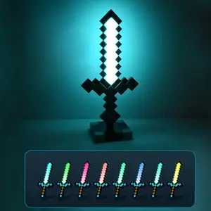 Diamond Sword Night Light Ornament, Color Changing Sword Game Accessory, Gift Toy Model, Table Lamp Decoration, Christmas Gift, Gaming Lights