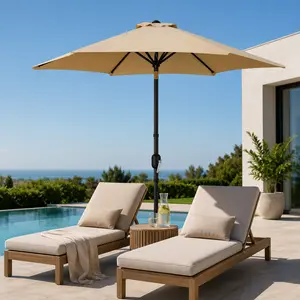 【Father's Day Gift】Yaheetech 7.5/9/10FT Patio Umbrella w/ Push Button Tilt and Crank, Outdoor Garden Table Umbrella for Garden, Deck, Backyard, Pool, Beach