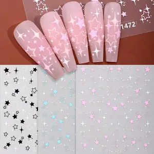Star Pattern Nail Art Sticker, 3 Sheets Self Adhesive Nail Decal, DIY Nail Art Decoration for Women & Girls