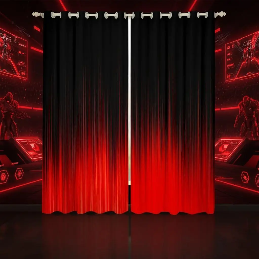 Modern Window Curtains,2 Panels Red Blackout Curtains Ombre Aesthetic Gradient Adults Women Abstract Lightweight Window Treatments Drapes