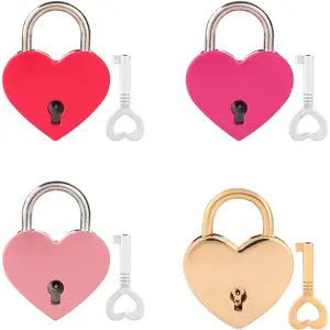 4PCS Mini Heart Locks with Keys, Small Diary Padlock, Small Heart Lock with Key, Colorful Personalized Love Padlock Smal Love Locks for Diary Book Storage Box, Jewelry Locker Decor, Valentine Gift