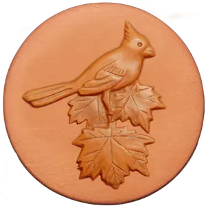 241 Cardinal Rycraft 2" round Cookie Stamp with handle and glaze, for decorating cookies and fondant as well as paper and clay crafts. Handmade in the USA since 1968.