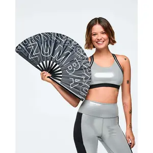 Zumba 25 Fan - Bamboo Fan Sticks with Gradient Print Celebrating Zumba's 25th Anniversary - H: 13" W: 24 1/2" - Style Z0A000194 - Decor
