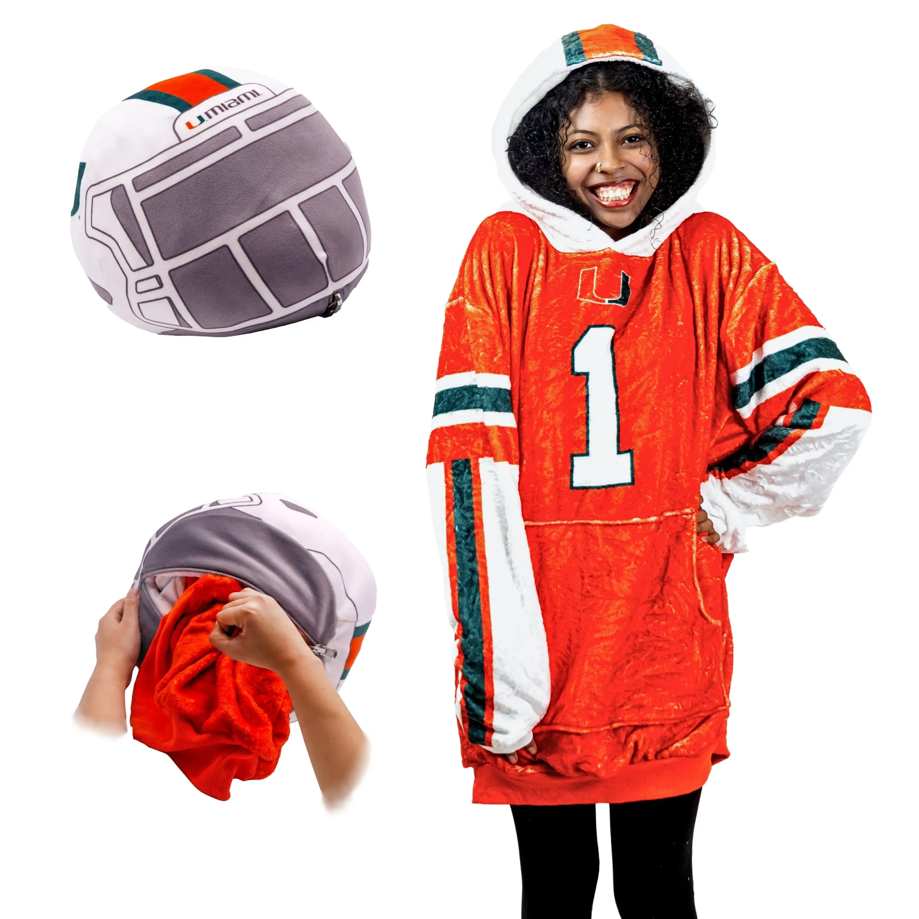 University of Miami Helmet Snugible | Blanket Hoodie & Pillow
