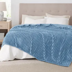 Stripe Fleece Blanket – Ultra Plush 400 GSM Warm Bed Throw-Premium Queen Size 90x100 Oversized Soft & Cozy Striped Blanket