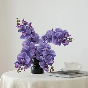 4pcs Artificial Phalaenopsis Orchids - 7 Large Real Touch Blooms, 23.62 Inch Faux Flowers for Home Office Wedding Decor