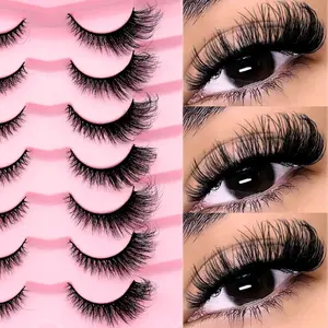 New Cat Eye 3D False Eyelashes, Natural Long Transparent Band Lashes, Winged Tip Design, 7 Pairs, Enhance Your Eyes' Beauty, Eyelash Extension