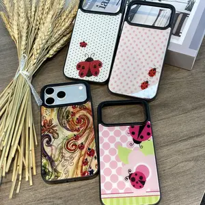 Whimsical Pink Ladybug Phone Case with Cute CottagecoreAesthetic - Adorable Ladybird Patchwork Polka Dot FloralDesign, Kawaii Cartoon Art, Soft Durable TPU Cover withLens Protection, Compatible with iPhone 11-17 Pro Max, IdealGift for Her & Him