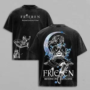 Frieren Beyond Journey’s End Tee & Hoodie Washed, Vintage Washed Heavy Cotton Oversized Anime Manga T-Shirt Set, Retro Unisex Streetwear Graphic Top, Fantasy Healing Journey Edition, Japanese Anime Merch,invincible shirt,symbol t-shirt,invincible shirt