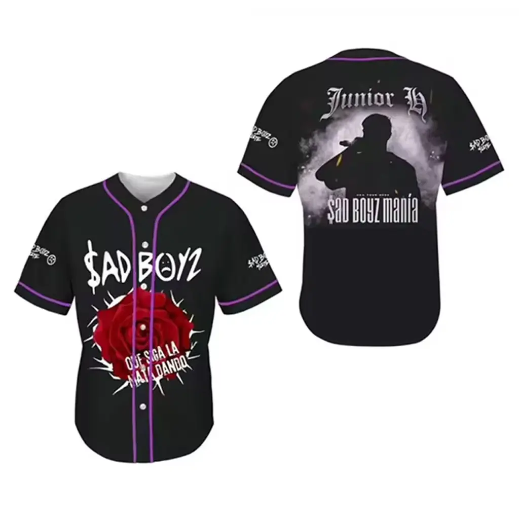 Junior H Merch Shirt Sad Boyz Mania Concert Tour Baseball Jersey