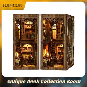 Joincon DIY Wooden Book Nook Kit – 3D Vintage Bookstore Library Model with LED Light, Miniature Bookshelf Decor & Unique Gift for Home