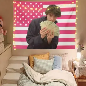 Chris Star Sturniolo American Flag Tapestry , Polyester Peach Skin Velvet Wall Hanging for Bedroom, Living Room, or Outdoor Decor, Fashion Theme Peach skin suede