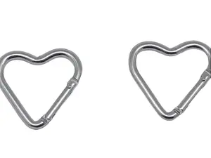 2pc Silver Heart Shaped Carabiner with Snap Clip Hook KeyChain 1 5/8 x 1 3/4 x 1/8" heart keychain woman key