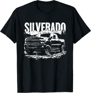 Silverado 2500 Crew Cab 2014-2019 Truck Mountain Scene T-Shirt - Vikramvikran Shop 75B0DPXSK1S2