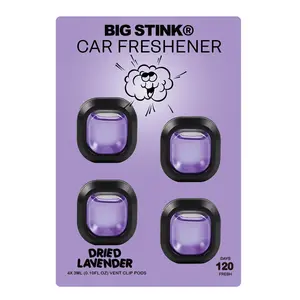 Big Stink Odor-Fighting, Car Air Freshener Vent Clip Long Lasting, Dried Lavender Scent, 4 count