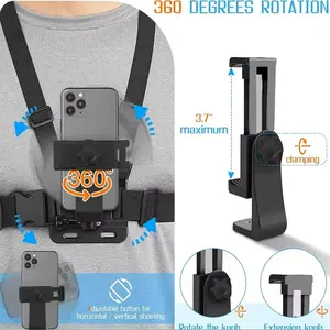 iPhone Chest Strap Mount with 14 Holder, Gopro Hero Mobile Smartphone Stand, Compatible with iPhone 13 12 11 10 9, Dji Sports Camera