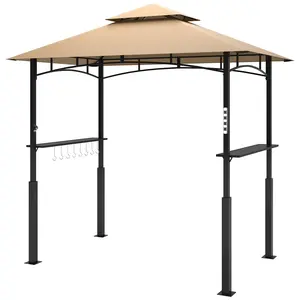 Flame retardant sun waterproof wind resistant stable barbecue canopy with multi storage structure and fine load bearing capacity built in bottle opener sturdy metal frame ideal for outdoor barbecue cooking and daily food preparation in backyard