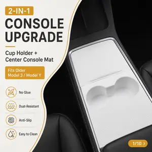 [Glue-free Installation]Center Console Cover  for Tesla Model 3 2021-2023 & Model Y 2021-2024 Suede Static Cling Decor Tesla Accessories Car Protectors Car Interior Kit